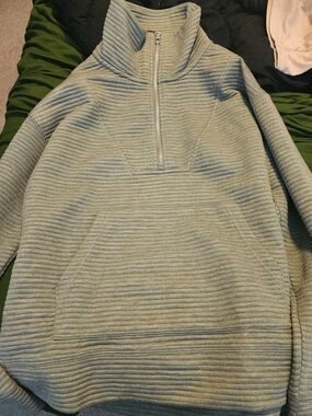 Women's Ribbed Half-Zip Pullover Sweater - Sage Green